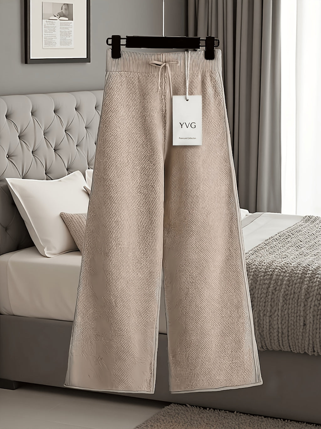 Waffle Texture Two-Piece Set Women Long Sleeve Hoodie High Waist Wide Leg Pants Casual Loose Retro Fall Tracksuit Set S-XXL