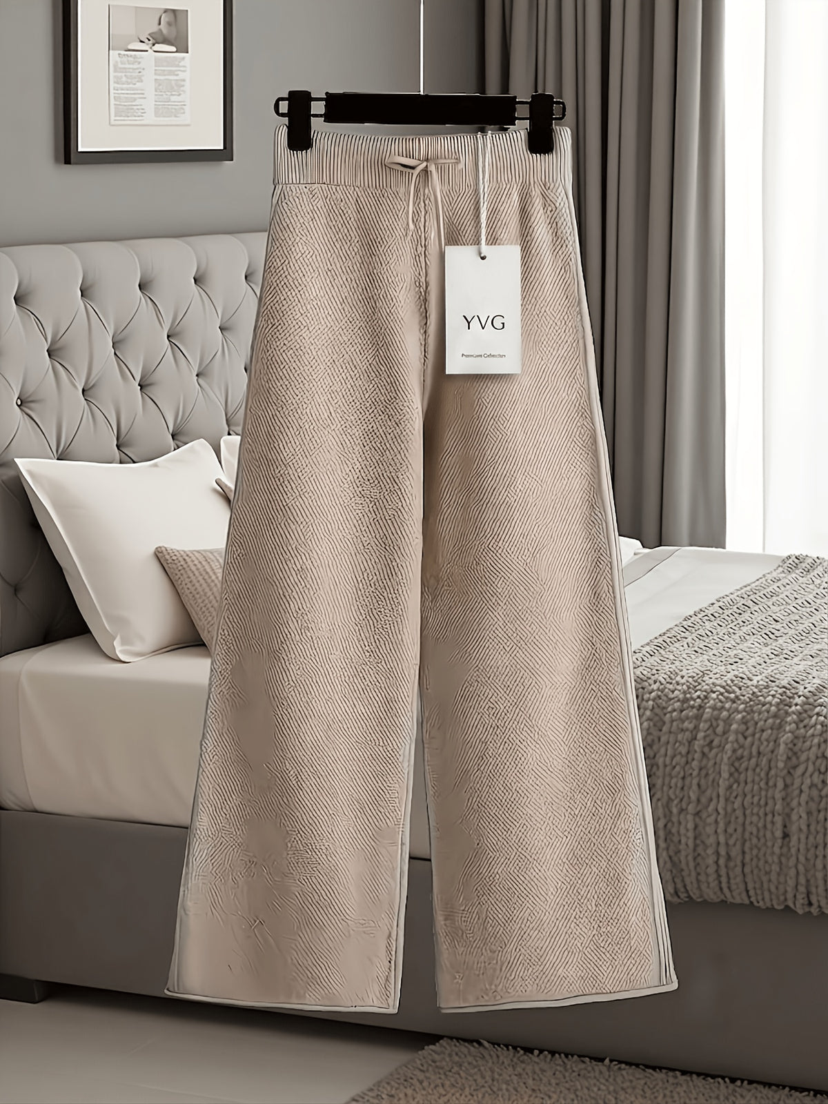 Waffle Texture Two-Piece Set Women Long Sleeve Hoodie High Waist Wide Leg Pants Casual Loose Retro Fall Tracksuit Set S-XXL