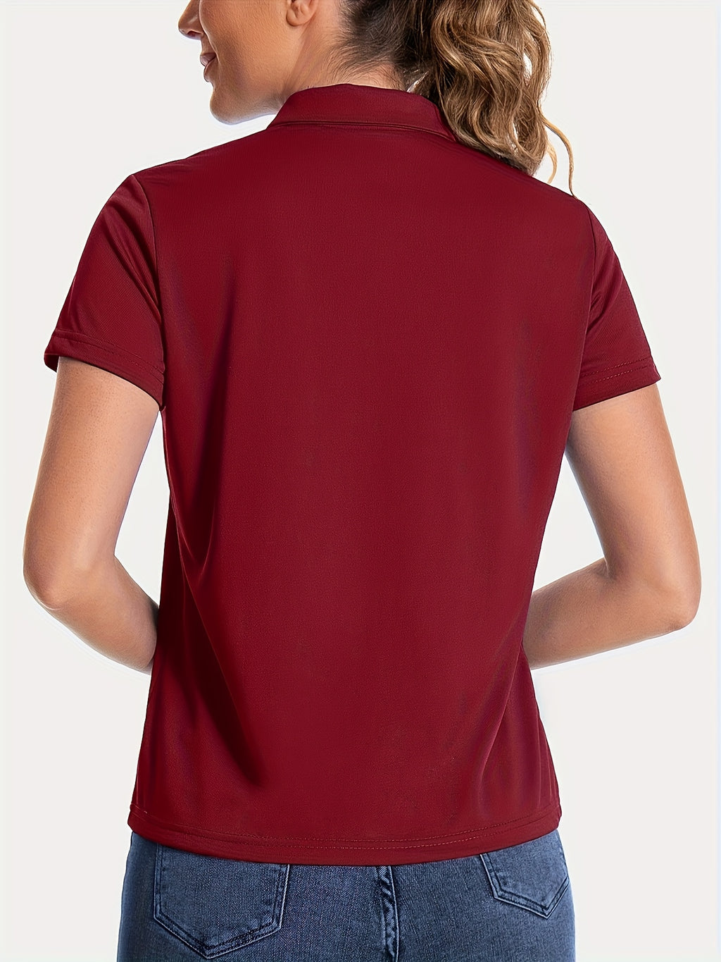 5 Pack Women's Polo Shirts Short Sleeve 3-Button Collared Moisture-Wicking Uniform Tops Work Casual Spring Summer Fall 100% Polyester
