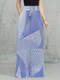 Retro Print Wide Leg Pants Women Loose Fit Long Pants Casual Commute Everyday Wear Violet Blue Mixed Colors S-XXL