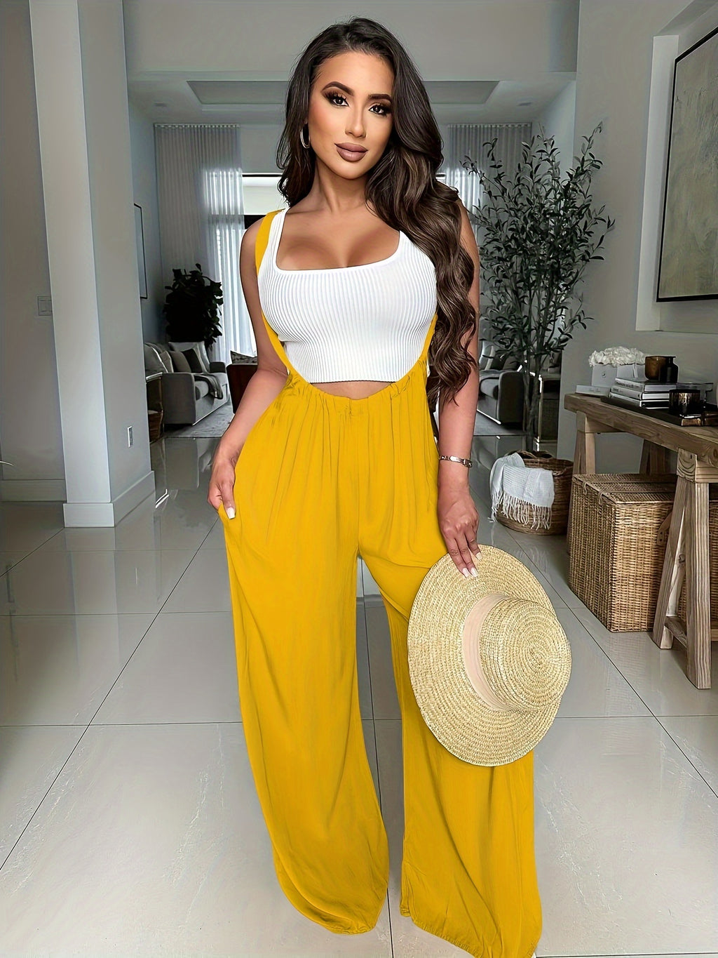 Palazzo Wide Leg Pants Women Drawstring Waist with Pockets Super Long Loose Fit Lounge Trousers All Season Machine Washable Soft