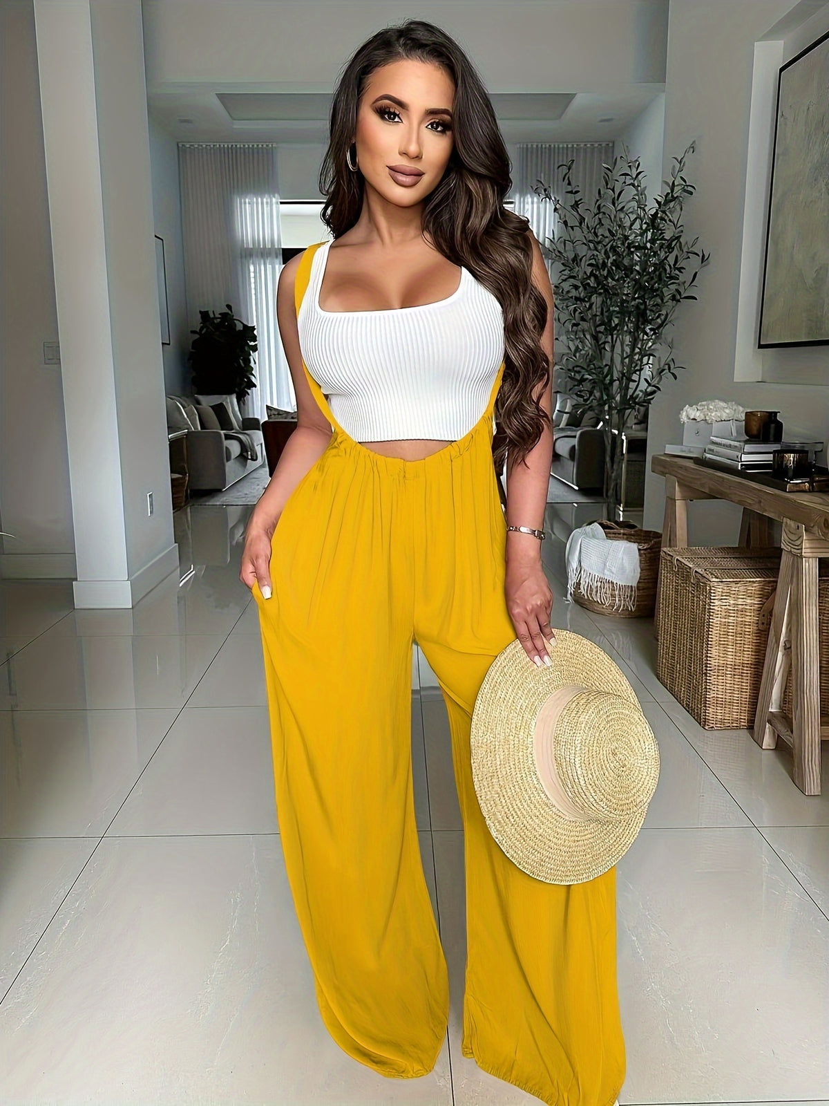 Palazzo Wide Leg Pants Women Drawstring Waist with Pockets Super Long Loose Fit Lounge Trousers All Season Machine Washable Soft