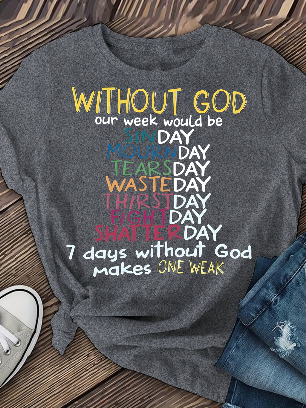 Christian Letter Print T-Shirt Women Crew Neck Short Sleeve Faith Graphic Tee Casual Spring Summer Machine Washable S-XXL