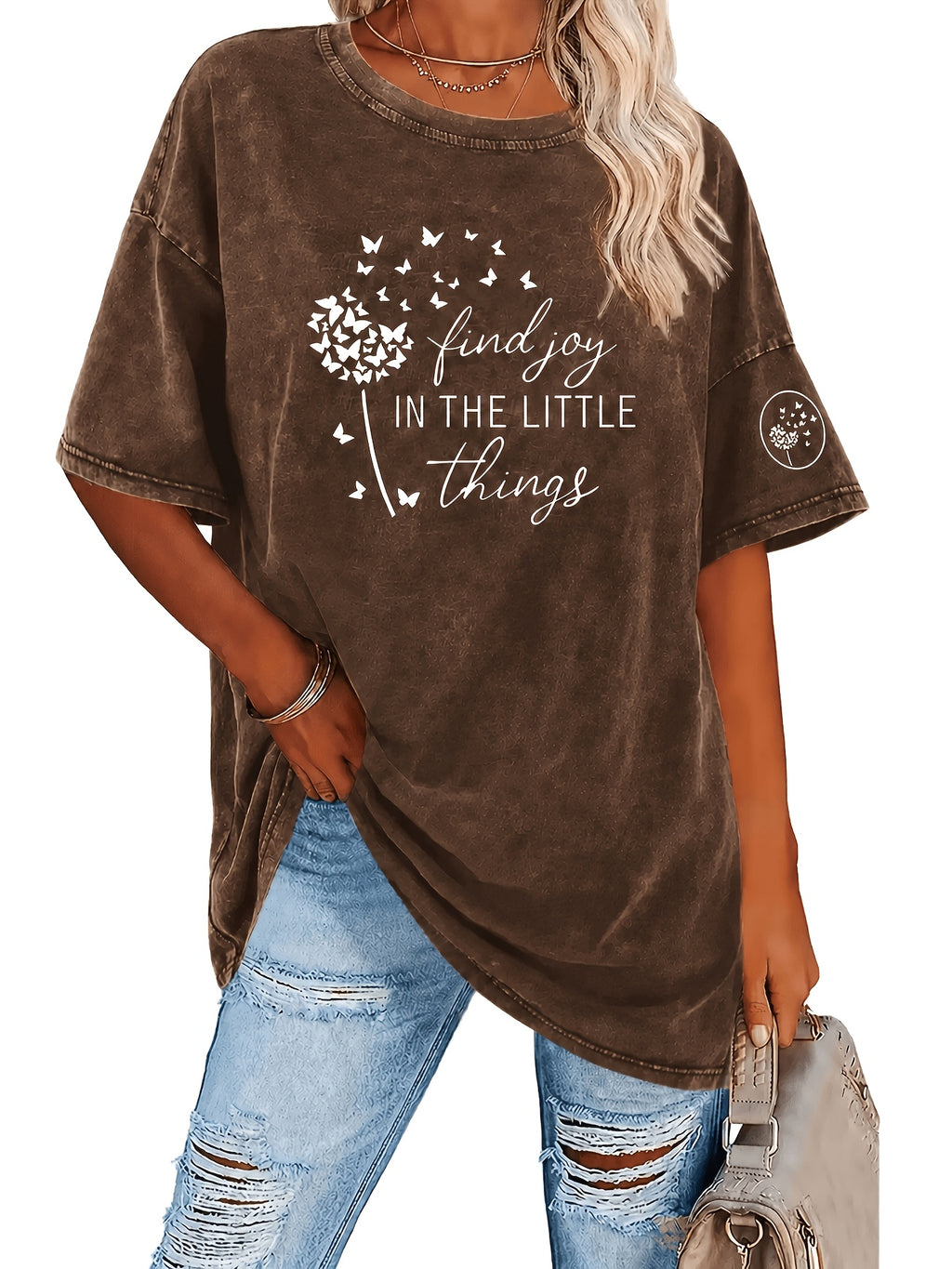 Retro Washed Graphic T-Shirt for Women Loose Fit Heavyweight 230g Round Neck Short Sleeve Street Style Casual Spring Summer Machine Washable Vintage Tee