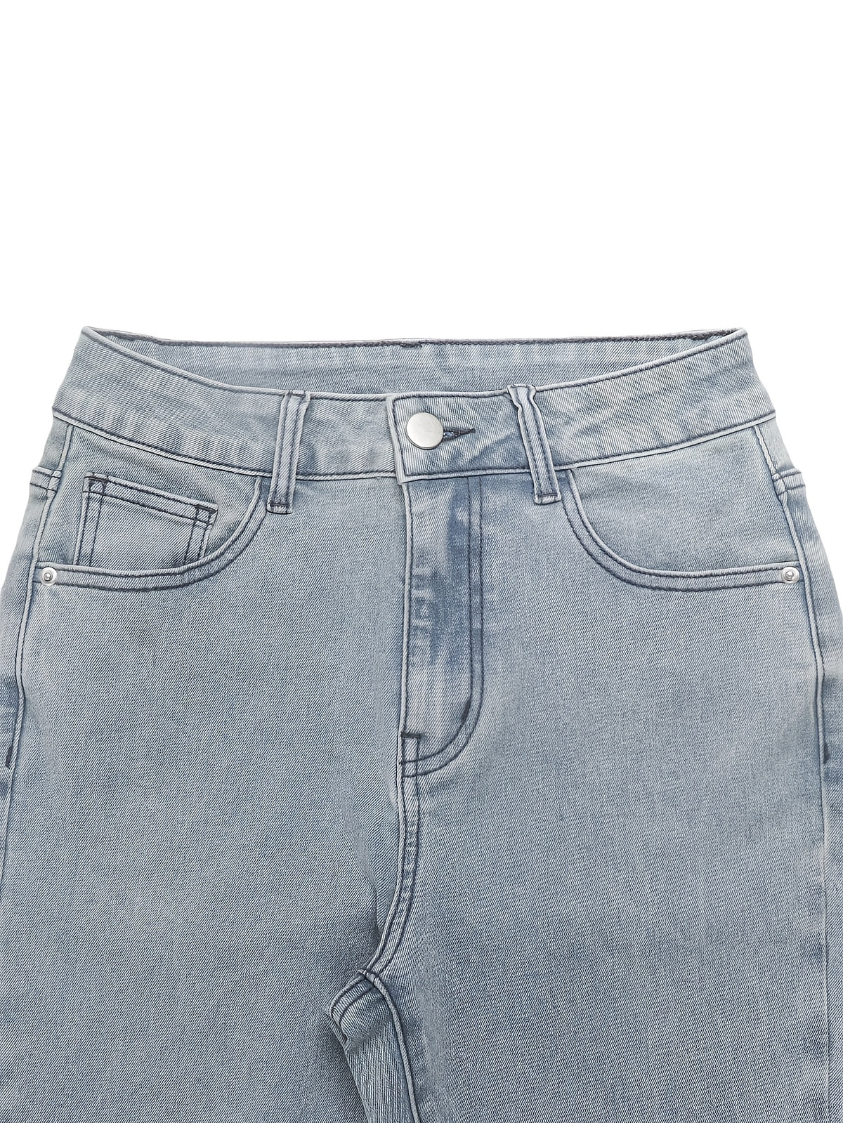 Women's Y2K Straight Leg Denim Pants High Elastic Vintage Street Style Solid Color Long Jeans Versatile Trendy Fashion Bottoms