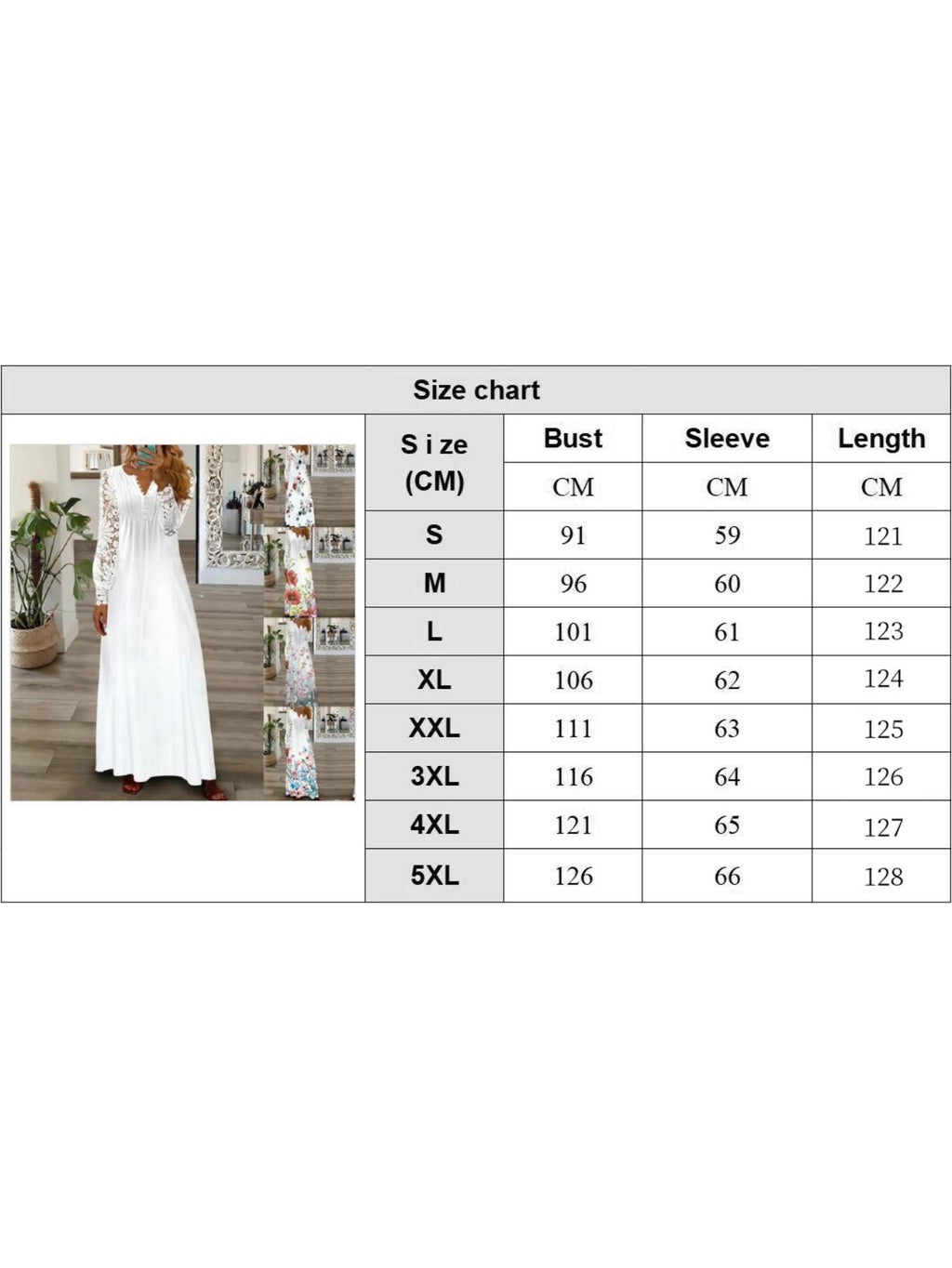 Women's Bohemian White Lace Long Dress V-Neck Long Sleeve High Waist A-Line Flowing Hem Romantic Date Beach Dress