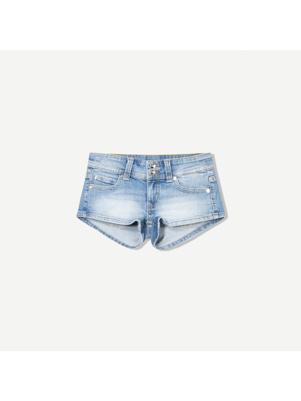 Low Rise Double Button Denim Shorts for Women - Bodycon Slim Fit Back Pocket Hot Pants, Sexy Casual Office Vacation Jean Shorts for Summer