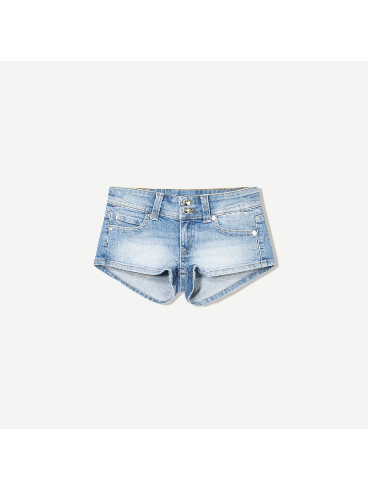 Low Rise Double Button Denim Shorts for Women - Bodycon Slim Fit Back Pocket Hot Pants, Sexy Casual Office Vacation Jean Shorts for Summer