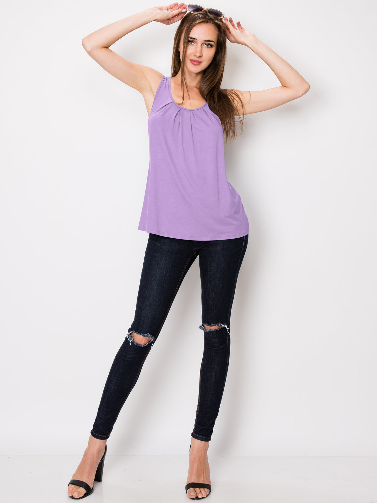 Women's Sleeveless Scoop Neck Tank Top Loose Fit Breathable Casual Layering Shirt 20 Colors Summer Essential