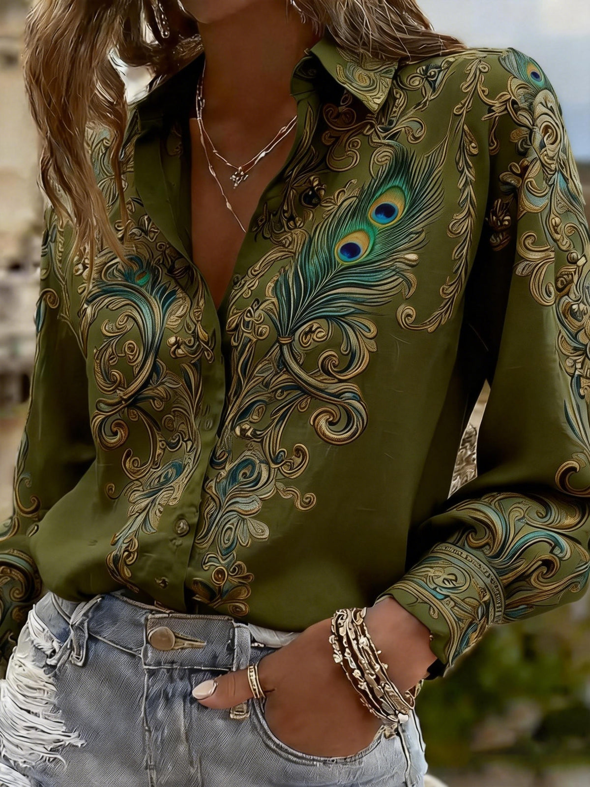 Peacock Print Casual Loose Dress Women Multicolor | Boho Flowy Style | S-XXL Multiple Colors