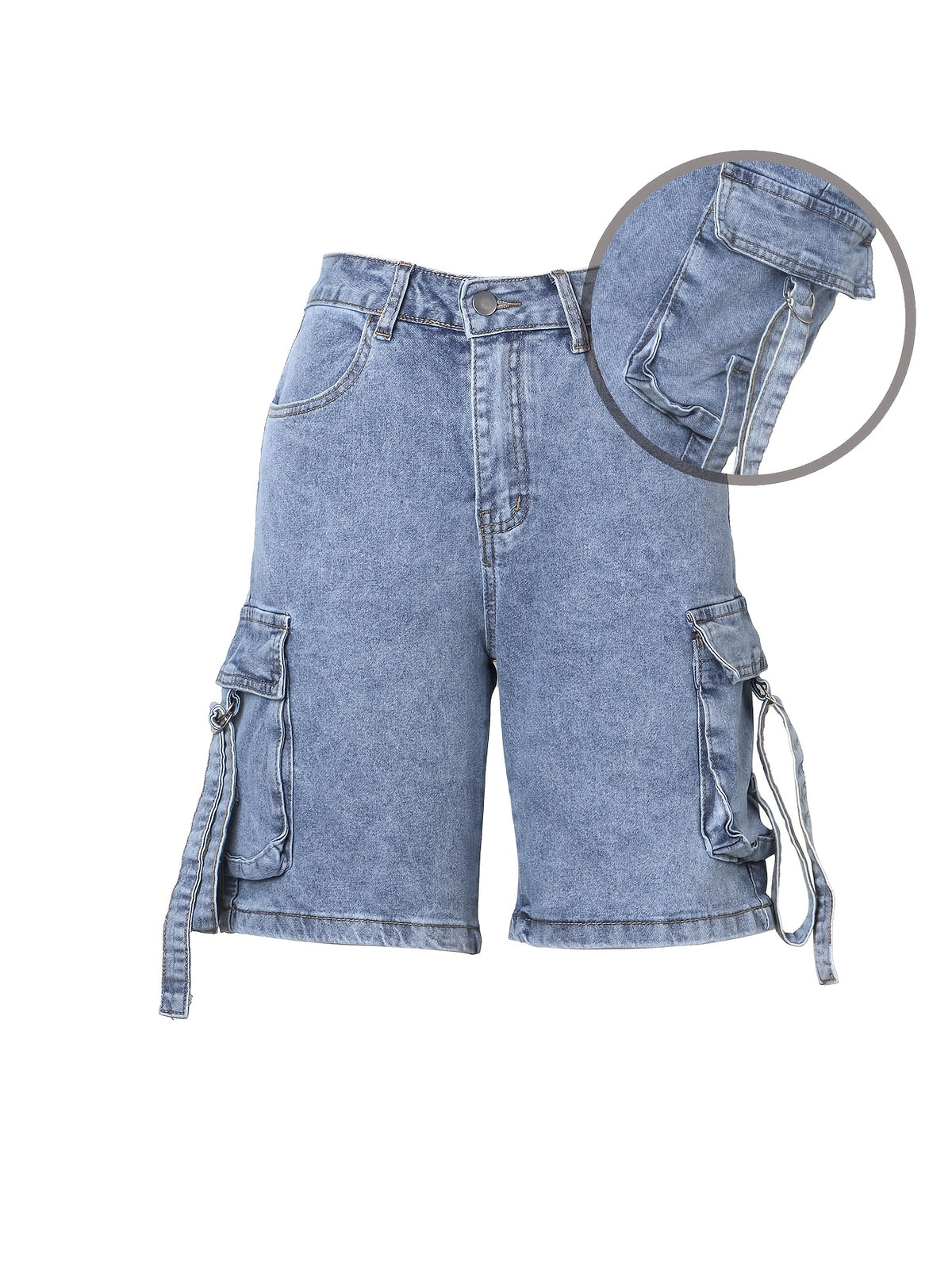 Korean Style Loose Casual Denim Shorts for Women - Drawstring Waist Built-In Zipper, Simple Solid Color Versatile Jean Shorts for Commute Home Outings Spring Summer