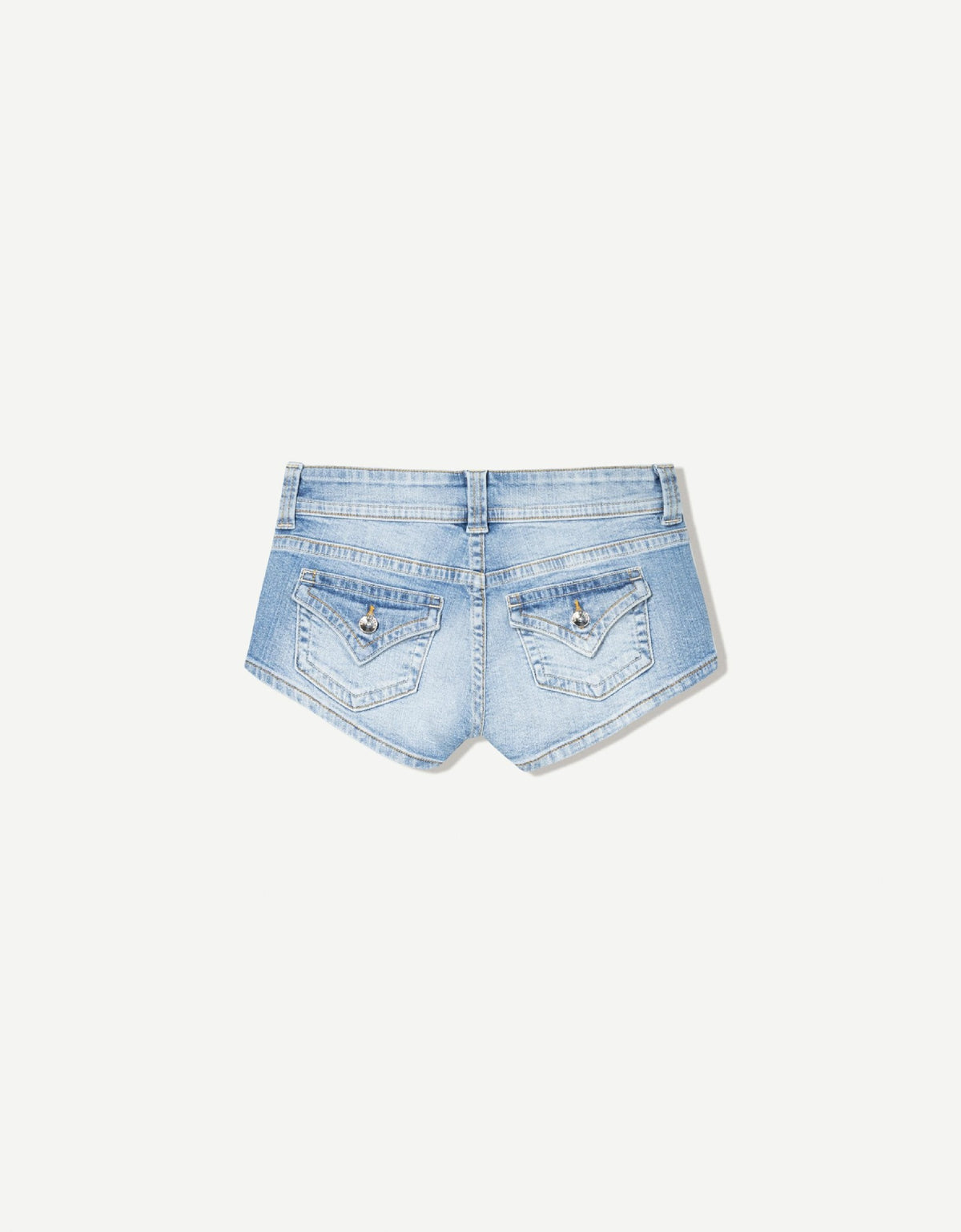 Low Rise Double Button Denim Shorts for Women - Bodycon Slim Fit Back Pocket Hot Pants, Sexy Casual Office Vacation Jean Shorts for Summer
