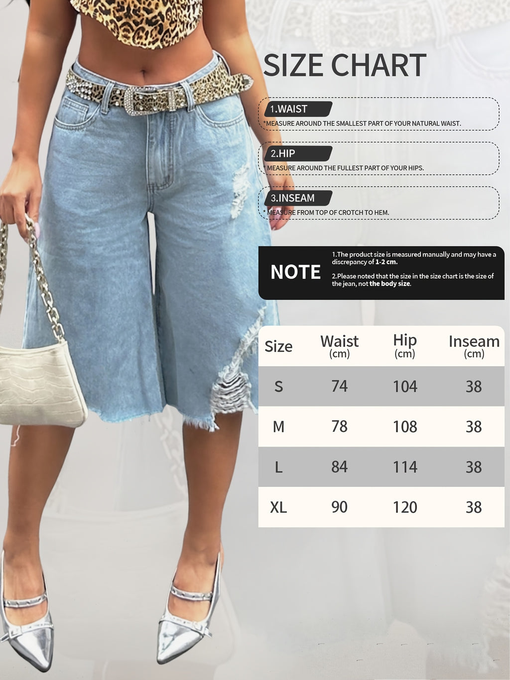 High Waisted Ripped Denim Shorts Women Loose Straight Cut Fringed Hem Non-Stretch Button Pockets Machine Washable Casual Summer