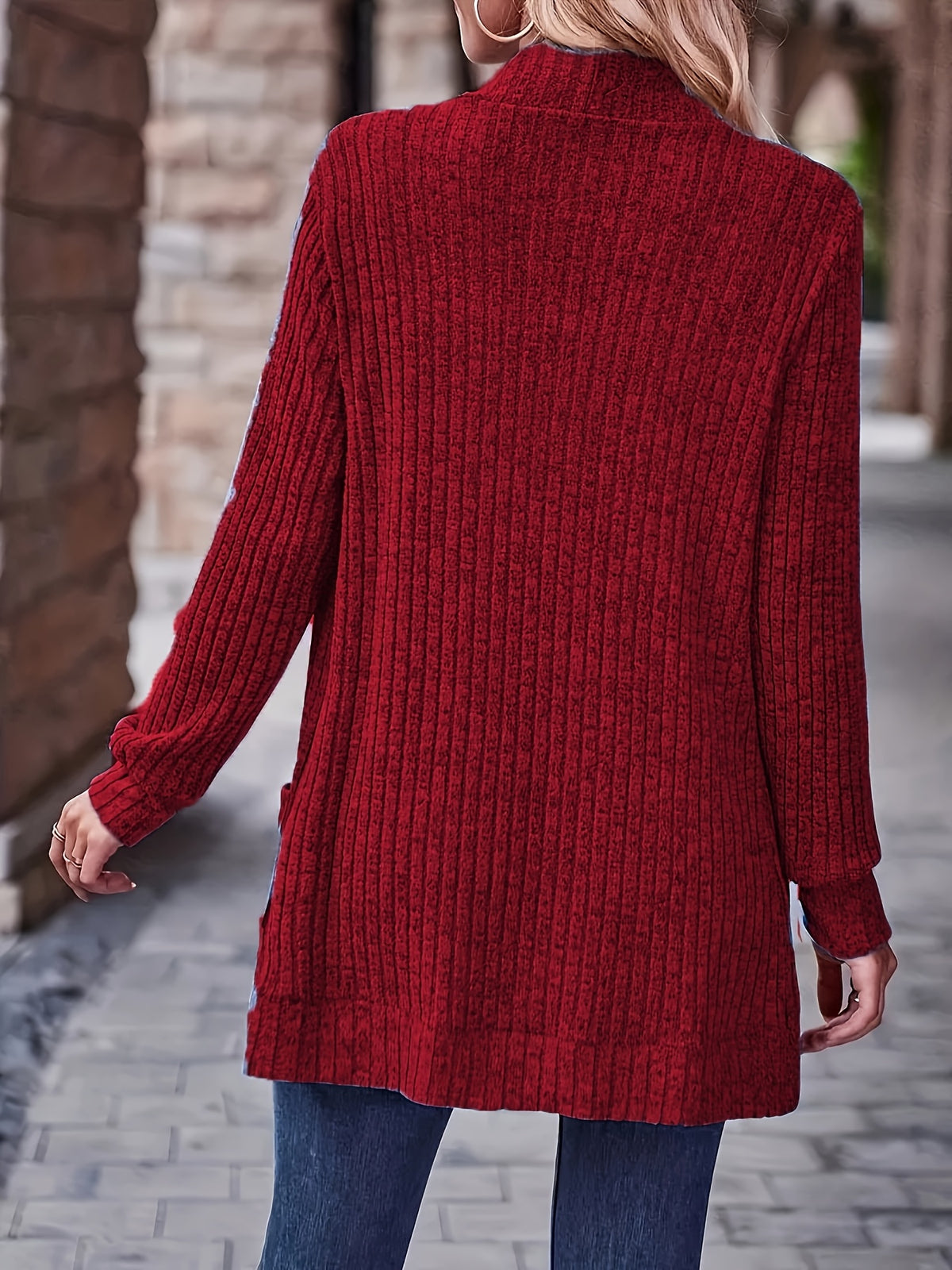 Cardigan Collar Loose Blouse Women Knit Pocket Long Sleeve Solid Color Casual Elegant Top 10 Colors Stretch Everyday Wear S-XXL
