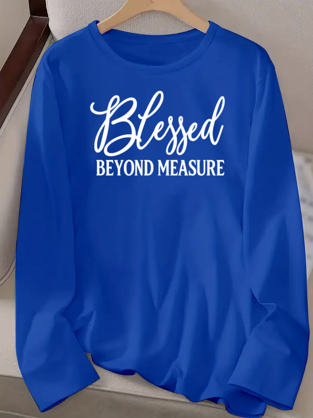 Women Long Sleeve Graphic Top Faith Letter Print Soft Breathable Machine Washable S-XXL