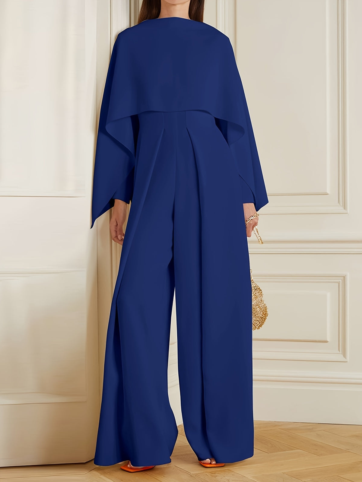 Women Solid Color Wide Leg Jumpsuit Long Sleeve Zipper Crew Neck Elegant Casual All Season Green Beige Black Dark Blue S-XL