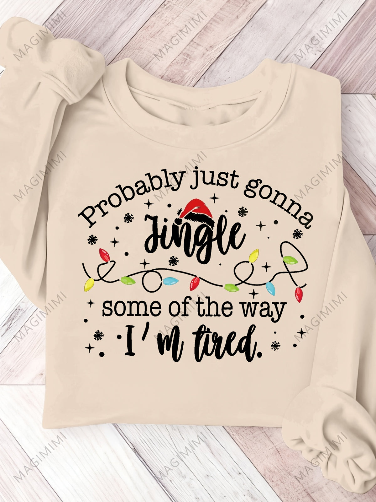 Funny Christmas Sweatshirt Jingle Tired Xmas Graphic Pullover Women Casual Holiday Sweater Light Grey Green