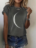 Crew Neck Letter Print Tee Women Chic Casual Short Sleeve Layering T-Shirt Soft Comfortable Everyday Top Neutral Colors
