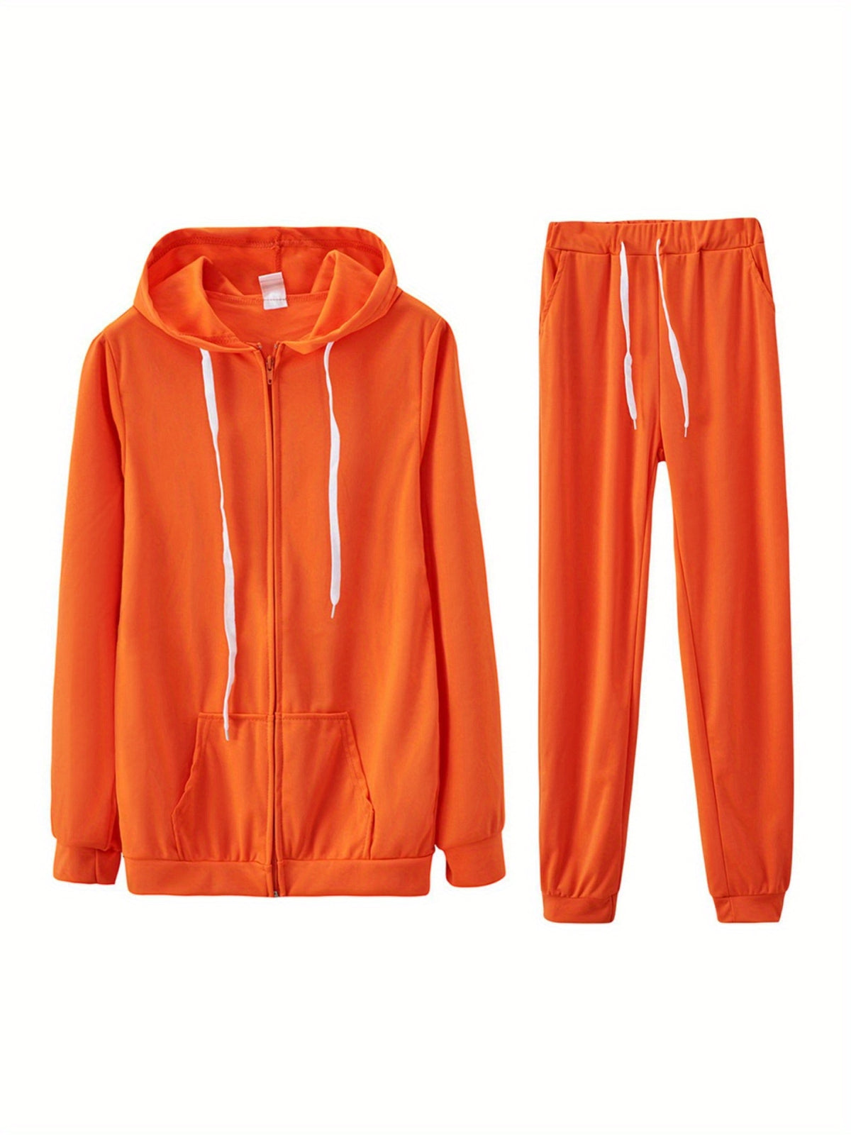Women's Zip-Up Hoodie Jogger Set 2 Piece Tracksuit Sweatsuit Casual Solid Color Sweatpants Outfit S-XXL
