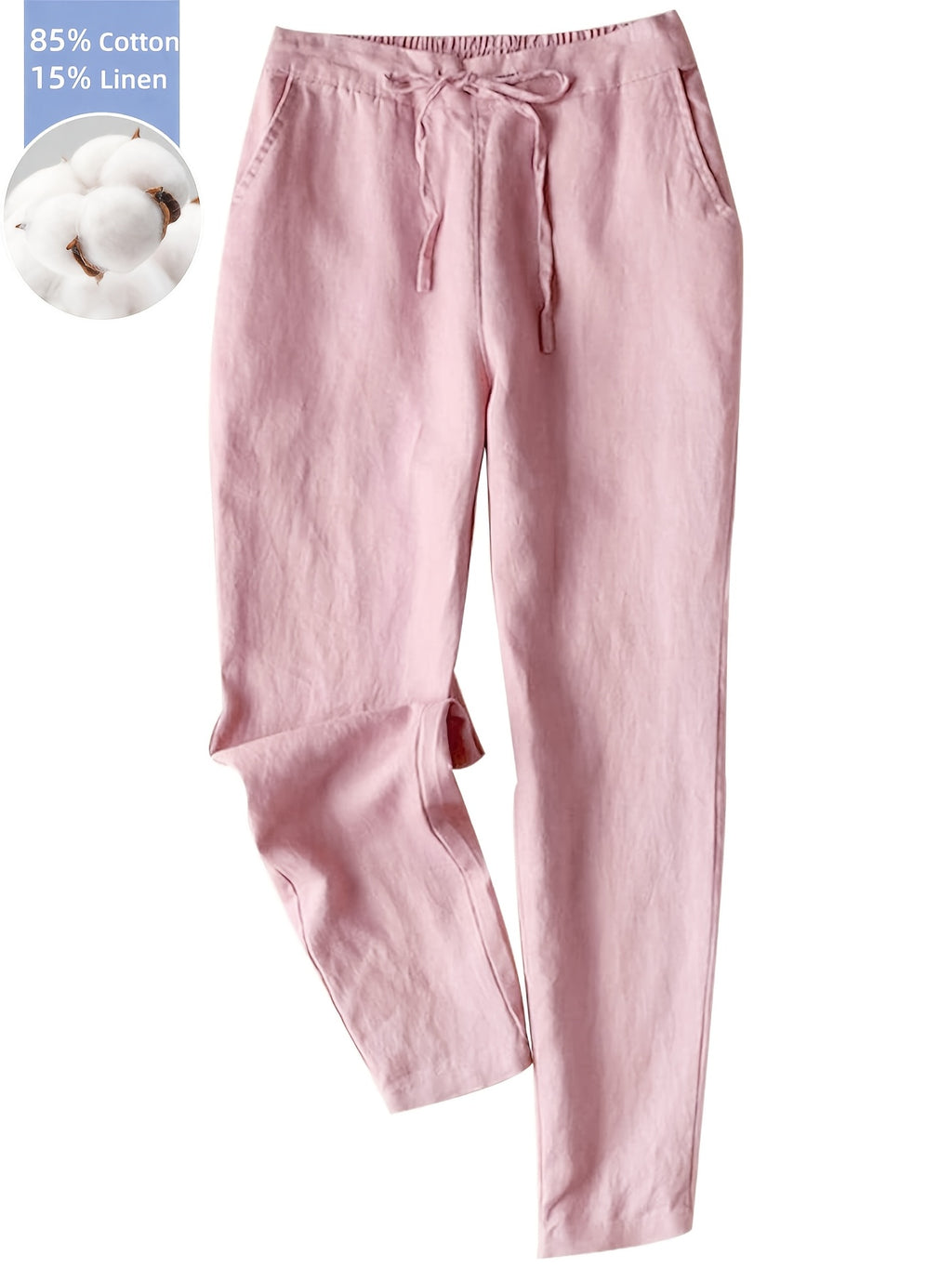 Women's Linen Pants Wide Leg Drawstring High Waist Beach Palazzo Pants | Casual Boho Vacation Trousers Summer