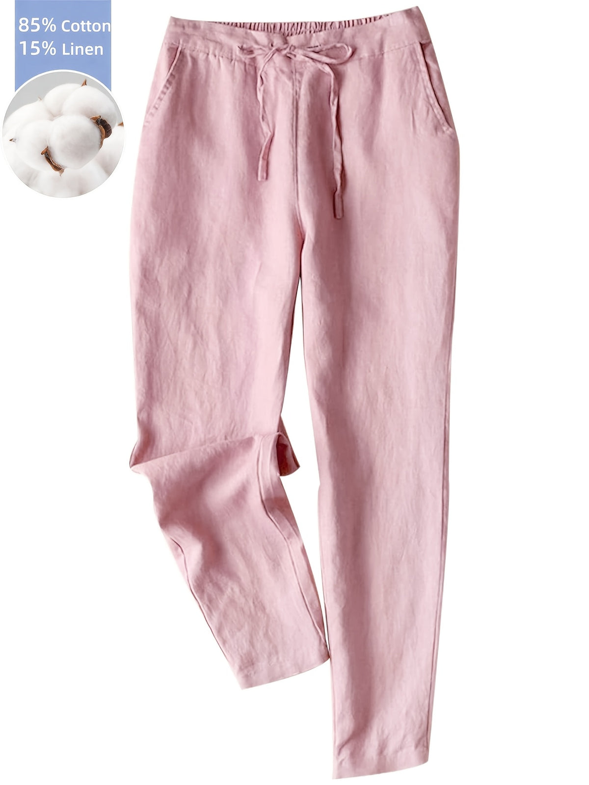 Women's Linen Pants Wide Leg Drawstring High Waist Beach Palazzo Pants | Casual Boho Vacation Trousers Summer