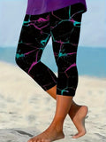 Geometric Print Capri Leggings Women High-Waisted Stretch Breathable Polyester Casual Spring Summer Fall S-XXL
