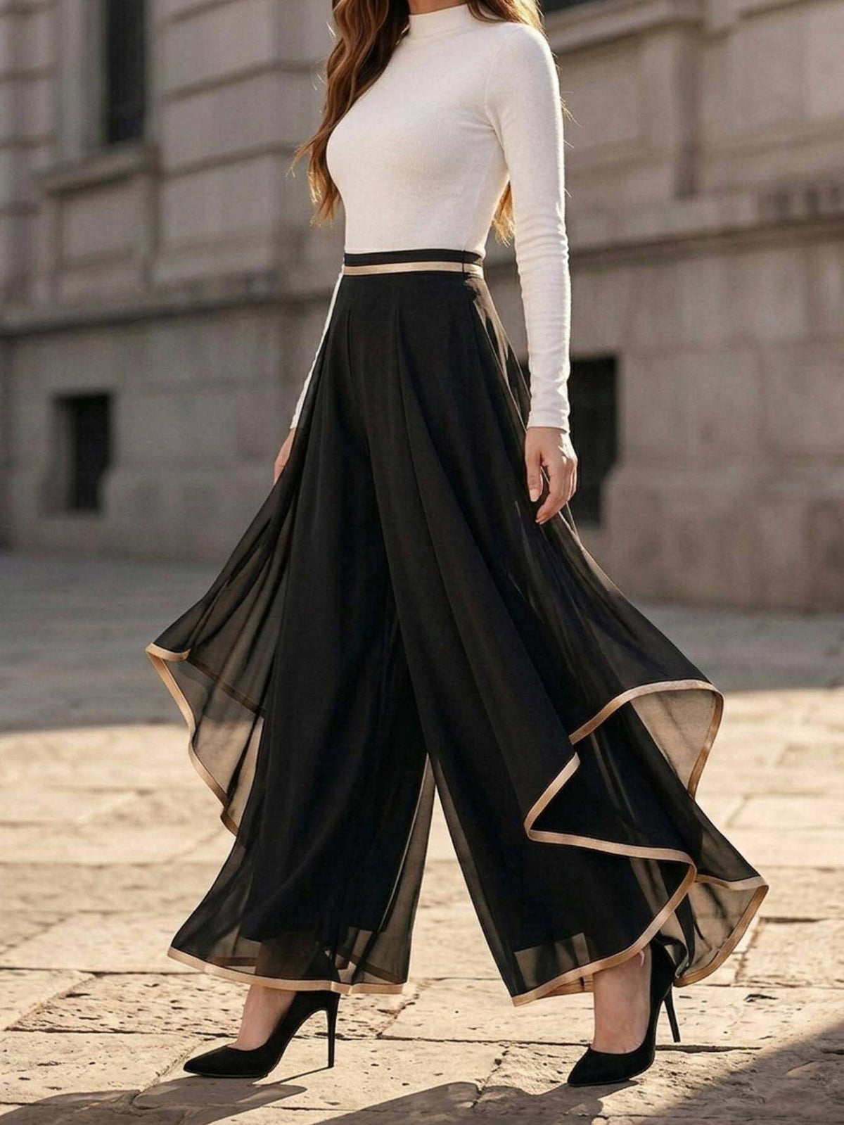 High Waist Wide Leg Trousers Women Non-Stretch Solid Color Semi-Formal Office Commute Elegant Professional Spring Summer Hand Washable S-XXL