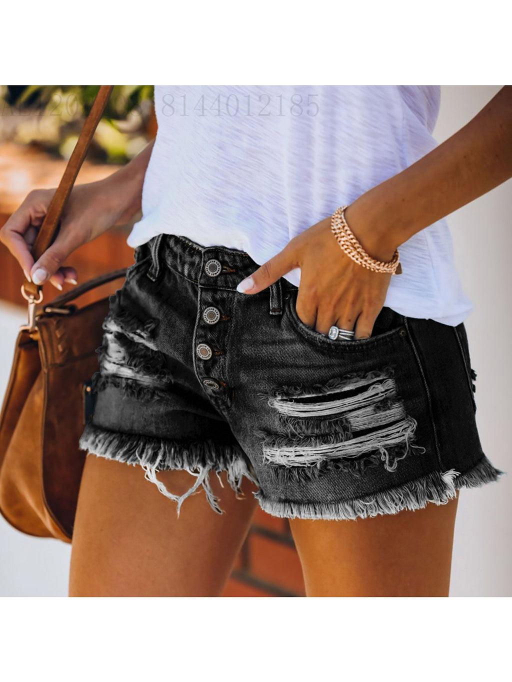 Ripped Denim Shorts for Women High Waist Distressed Raw Hem Stretch Vintage Casual Streetwear Short Jeans Blue Grey S-XXL