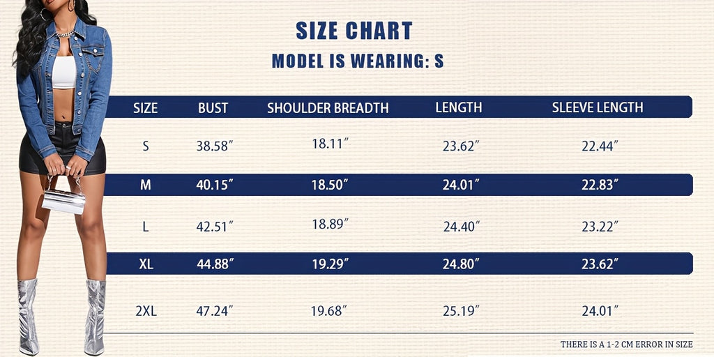 Slim Fit Stretch Denim Jacket Women Vintage Blue Short Form-Fitting Coat with Pockets Stylish Elegant Summer Outerwear