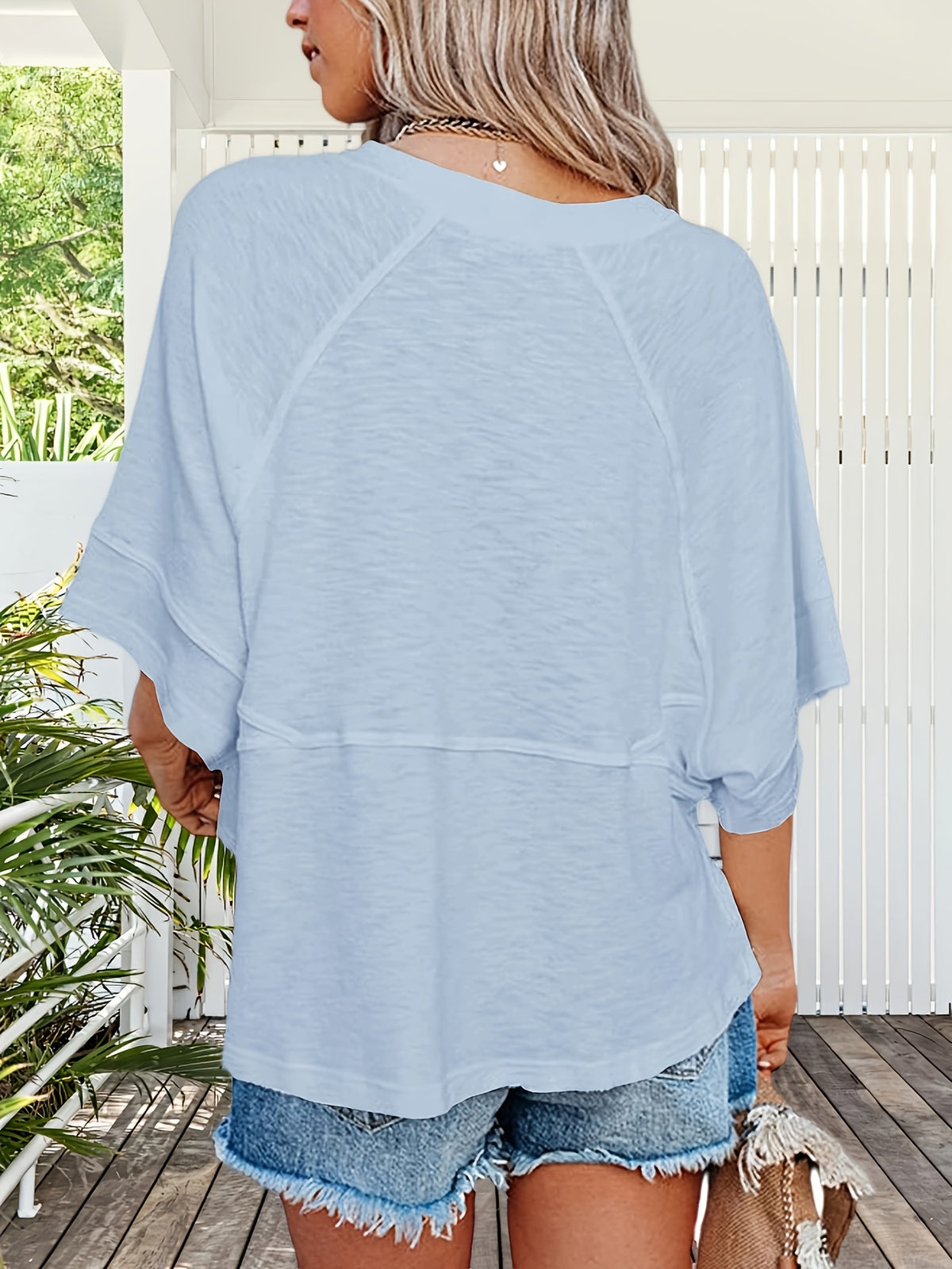 Women's Flowy Batwing Half Sleeve Crewneck T-Shirt Solid Color Loose Fit Casual Summer Top Cute Basic Tee