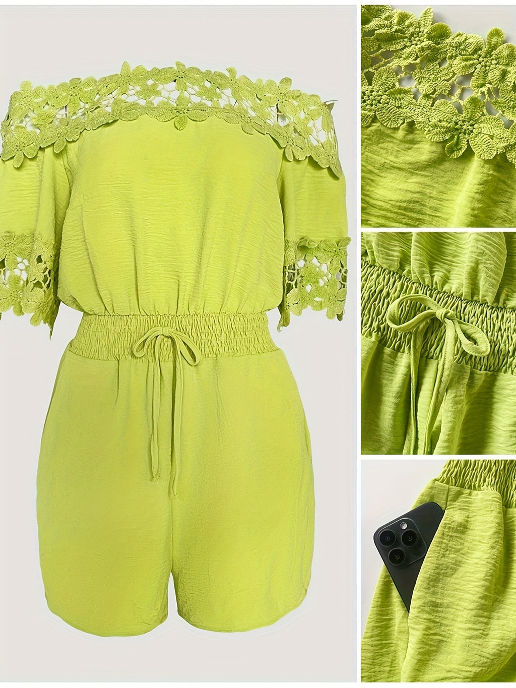 Off Shoulder Floral Jumpsuit Women Short Sleeve Cinch Waist Casual Summer One Piece Romper S-XXL