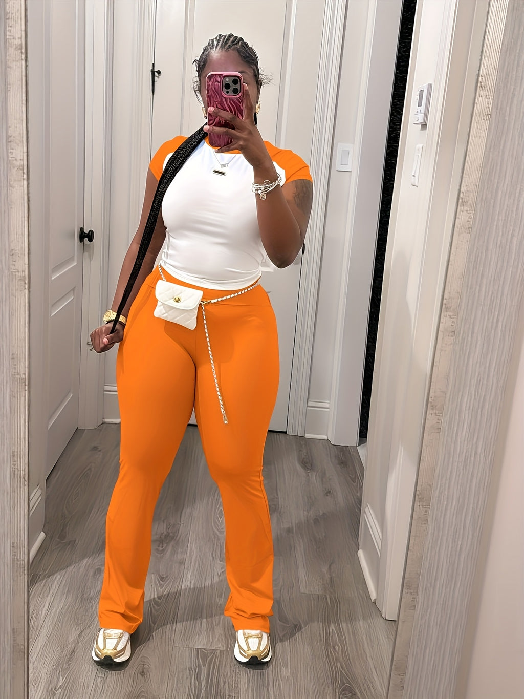 Women's 2 Piece Sweat Set Crop Top High Waist Wide Leg Sweatpants Casual Athleisure Outfit S-XXL Sea Blue Grey Pink Orange