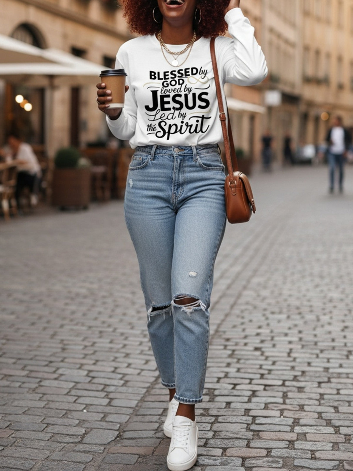 Faith Name Geometric Print Women Long Sleeve T-Shirt Asymmetric Crew Neck Casual Spiritual Tee Soft 100% Polyester Spring Fall