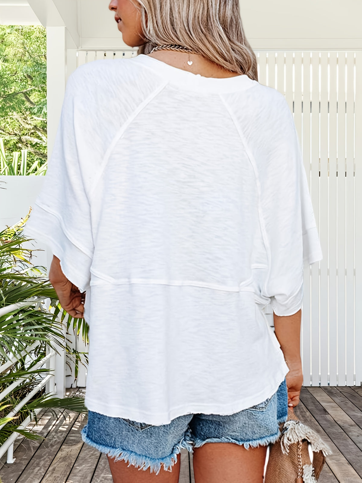 Women's Flowy Batwing Half Sleeve Crewneck T-Shirt Solid Color Loose Fit Casual Summer Top Cute Basic Tee