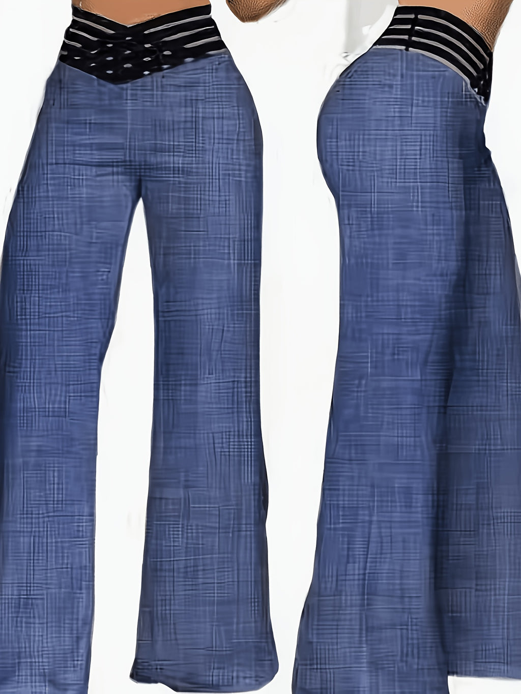 High Waist Wide Leg Pants Women Hollow Waist Belt Straight Leg Loose Casual Lightweight 100% Polyester Summer All Season