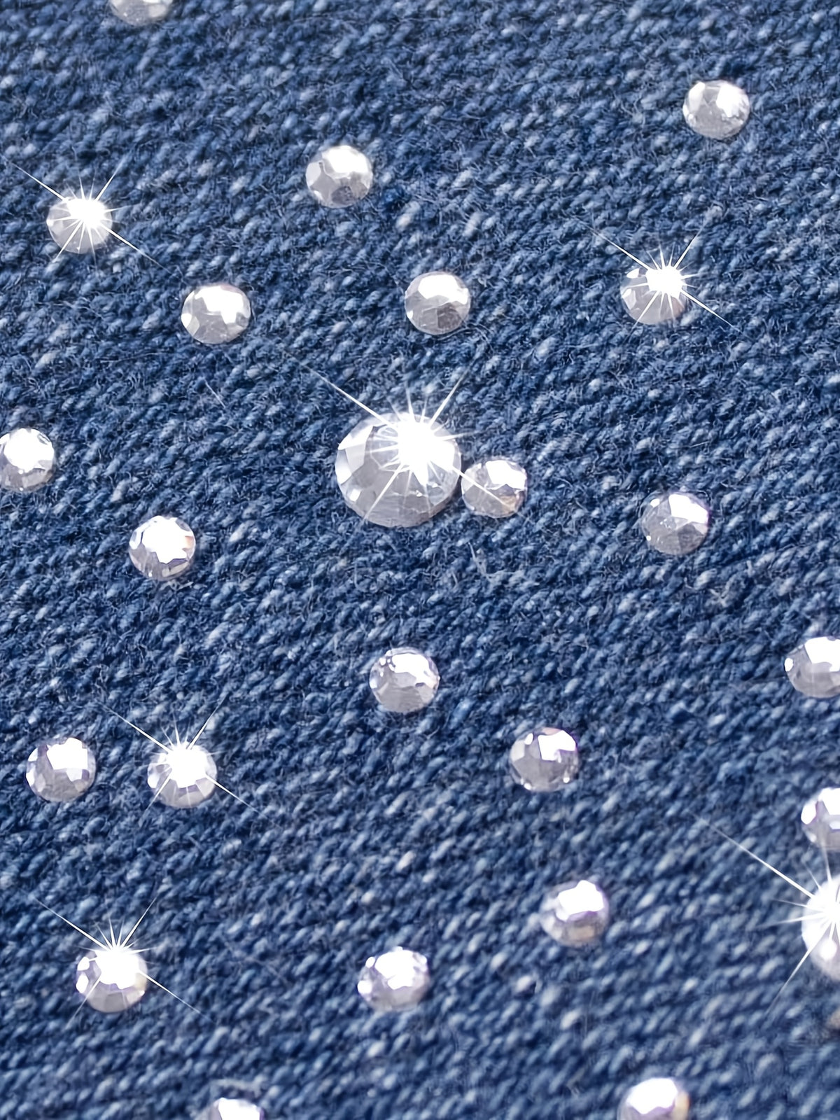 Rhinestone Starry Sky Denim Hot Pants Women Elastic Waist Body Hugging Deep Blue XS S M L XL XXL