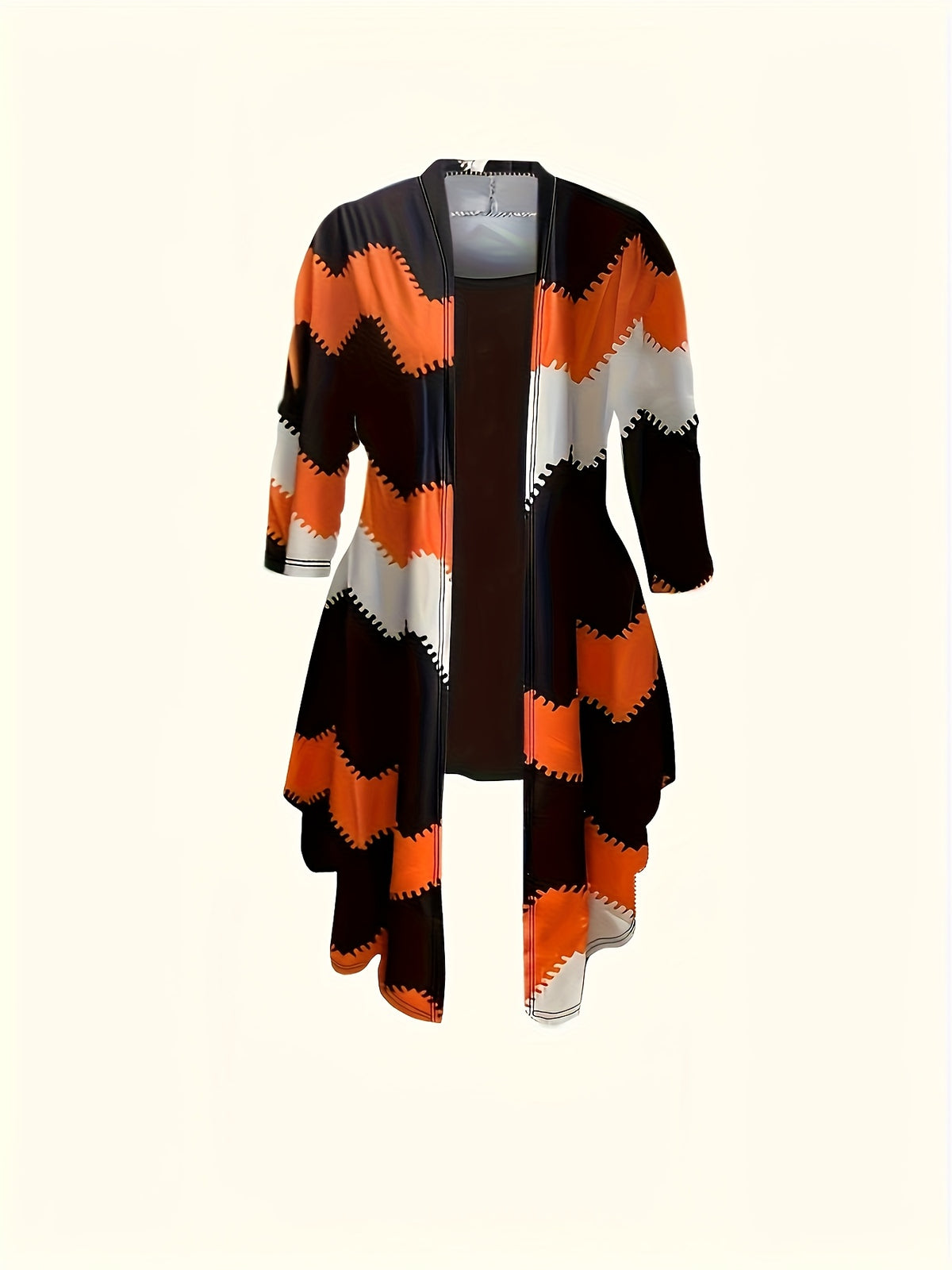 Floral Print 3 Piece Set Women Dress Coat Vest Casual Pants Daily Outfit Co-ord Black Orange Red S-XXL