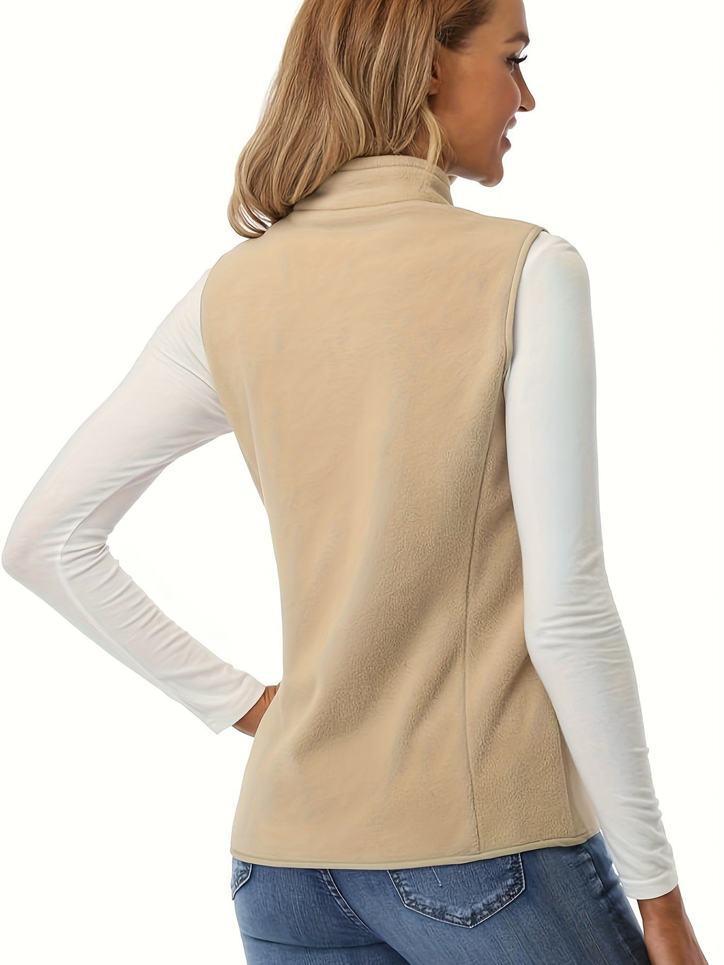 Women's Sleeveless Zip Vest Jacket Lightweight Warm Soft Zipper Pockets Casual Outdoor Layering Vest S-XXL