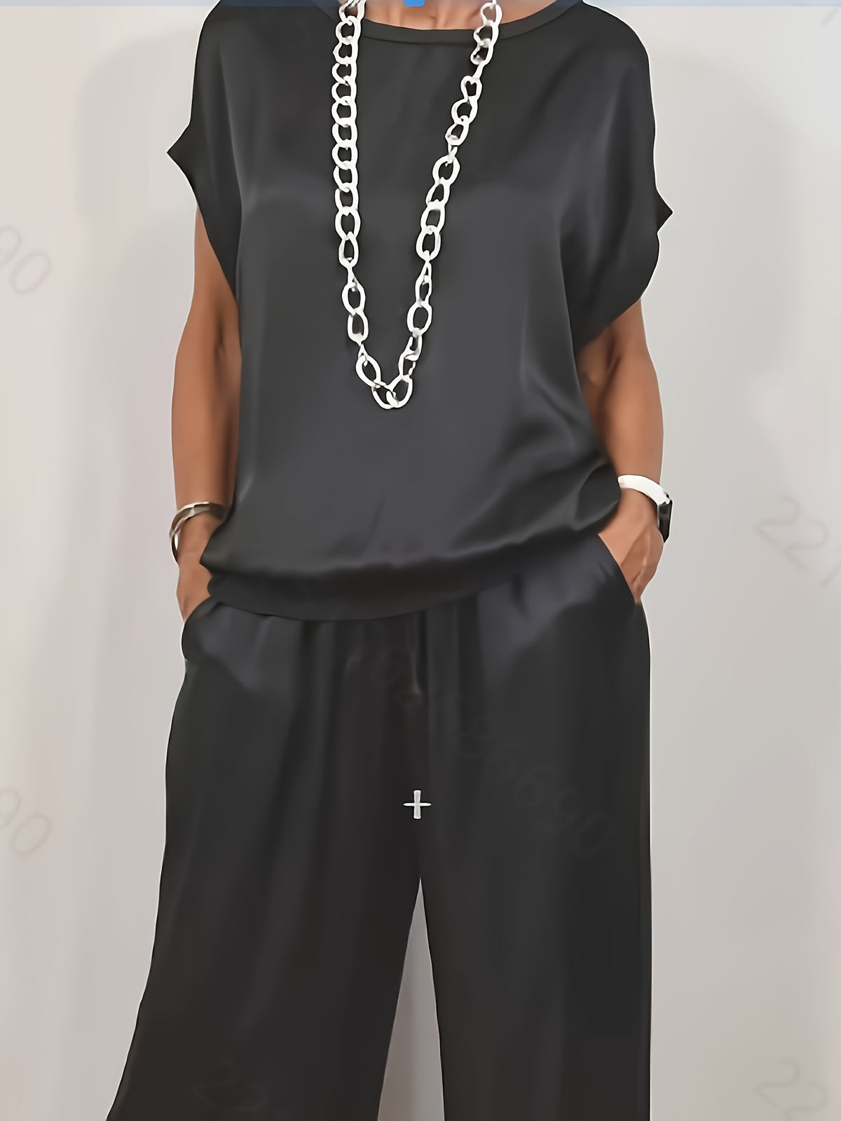 Women's 2 Piece Set Loose Shirt and Wide Leg Pants Casual Trendy Matching Outfit Spring Summer Comfortable Fashion Set
