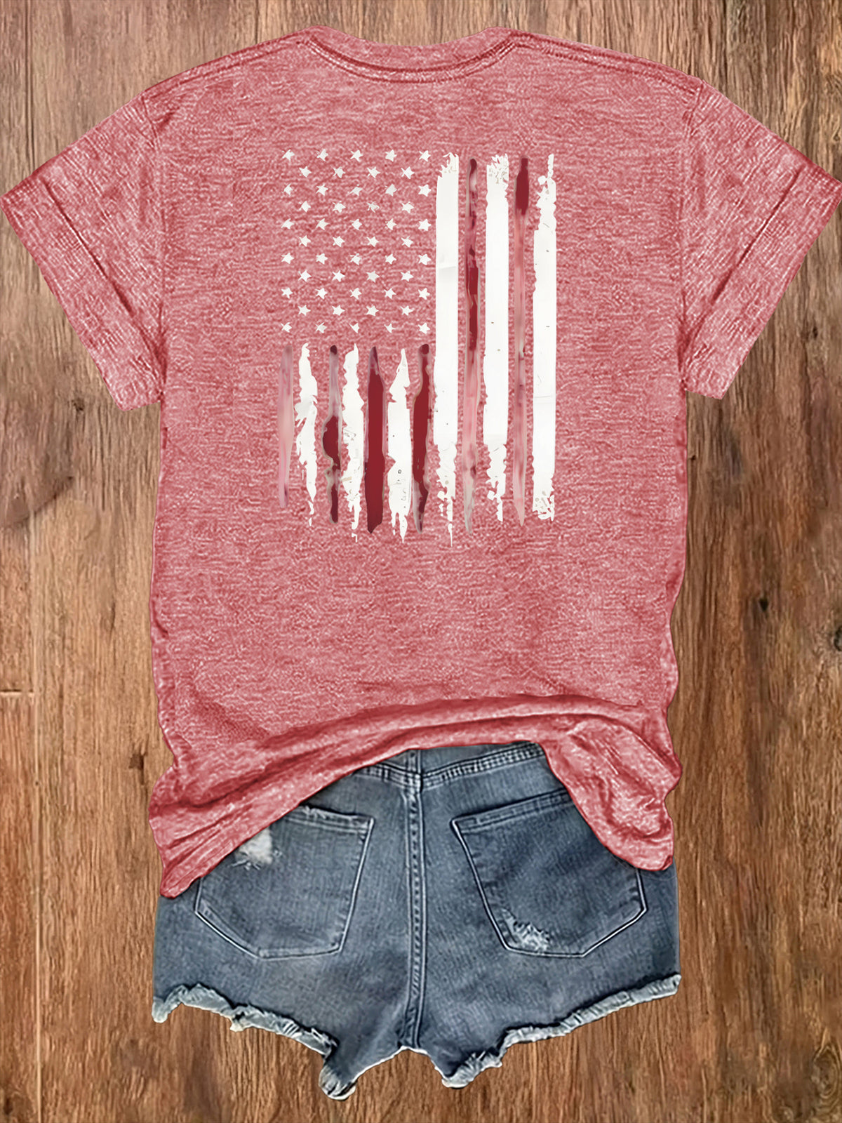 American Flag Print T-Shirt Women Patriotic Graphic Tee Short Sleeve Crew Neck | Fireworks USA Print Lightweight Breathable Top for 4th of July Summer Daily Wear