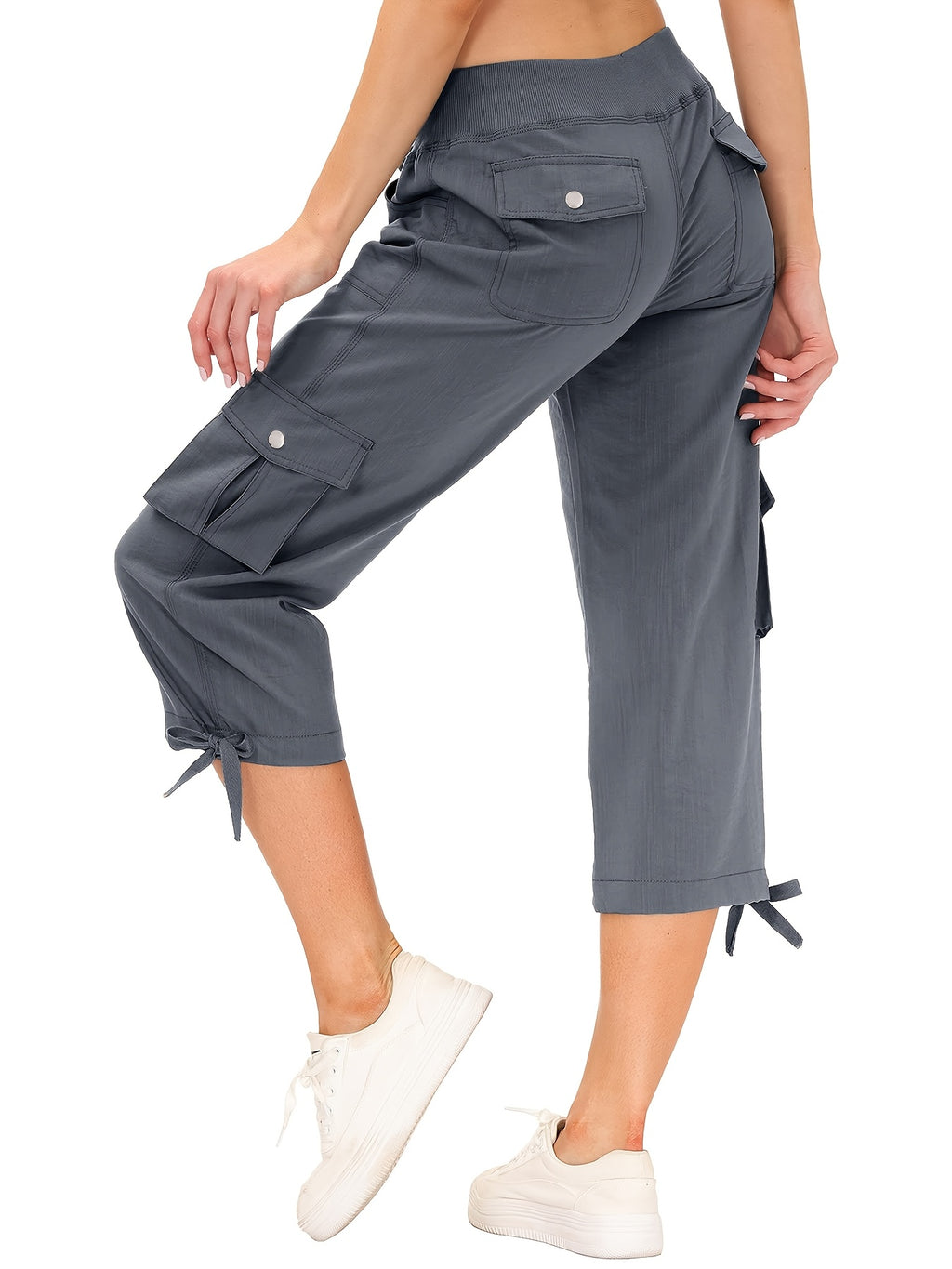 Women's Cargo Capri Pants Quick Dry Lightweight Hiking Travel UPF 50+ | Multi-Pocket Stretch Casual Workout Pants 92% Polyester for Outdoor Adventure Spring Summer
