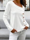 Women's Asymmetrical Long Sleeve Square Neck Fashion Top Solid Color Casual Stretch Blouse Everyday Outfit