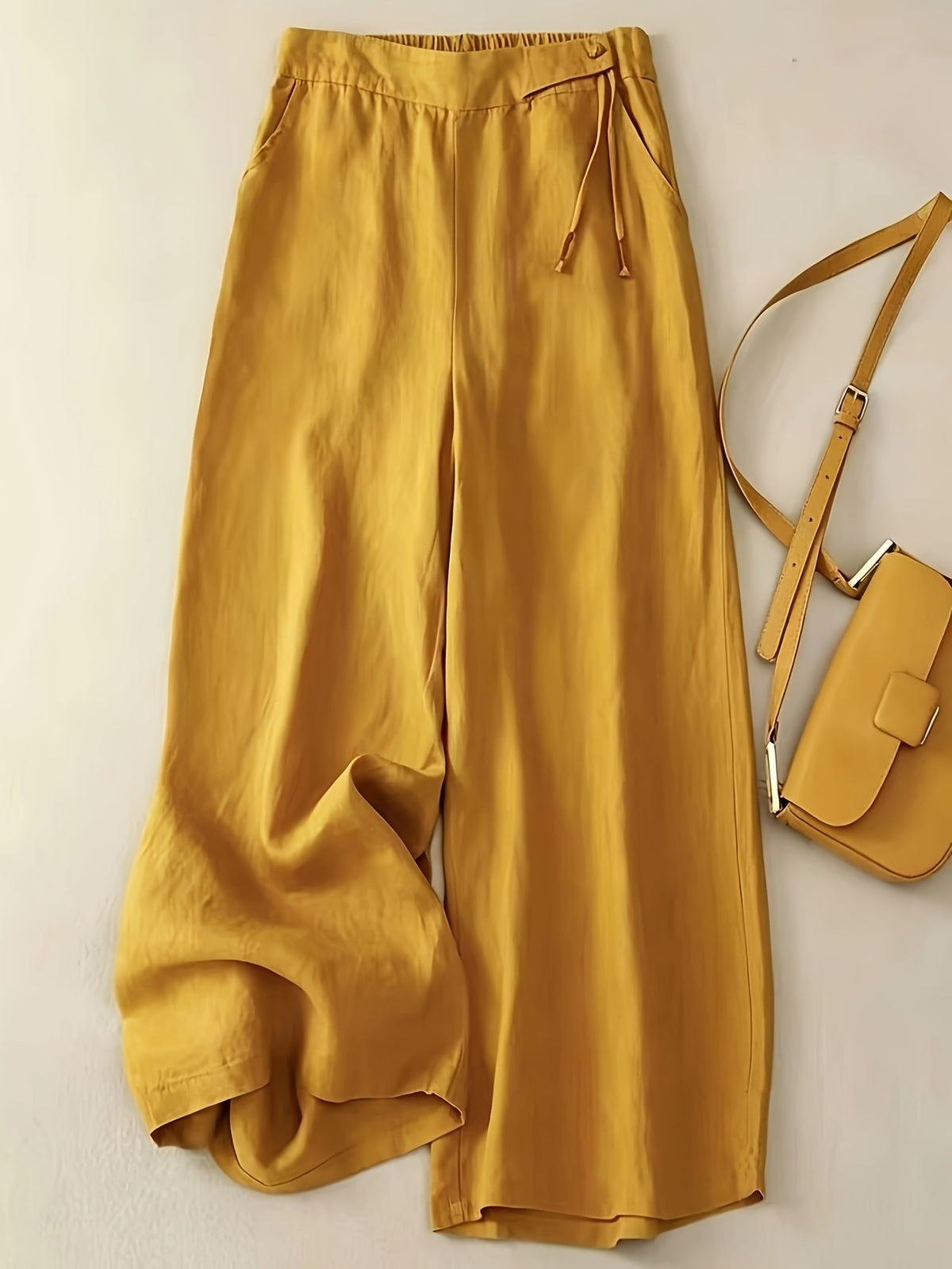 Retro Wide Leg Pants Women High Waist Loose Drape Casual Vintage Style Flowy Trousers Spring Summer Comfortable