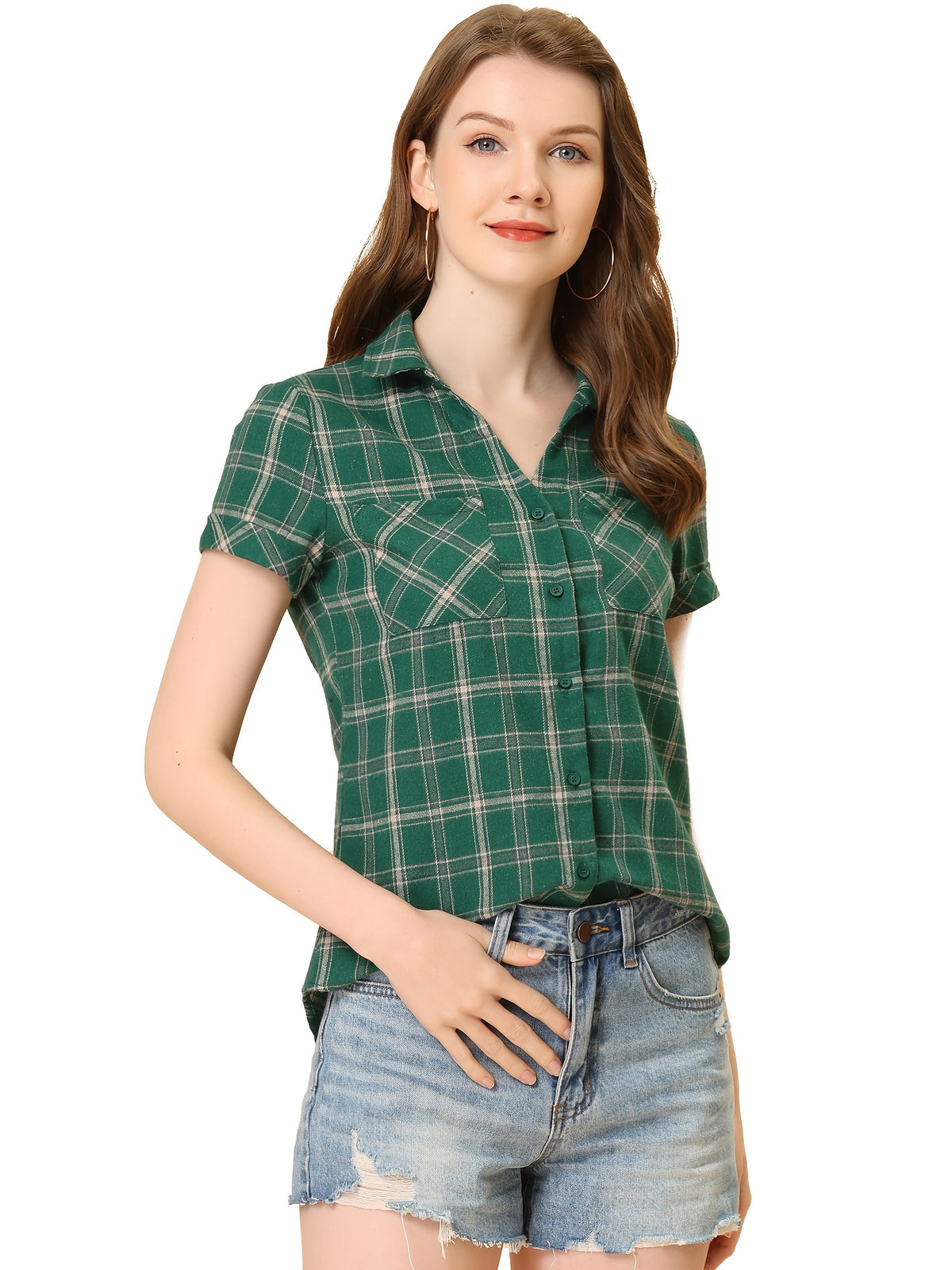 Western Plaid Button Shirt for Women | Classic Flannel Checkered Long Sleeve Top | Casual Country Style Blouse | Machine Washable Women's Plaid Shirt