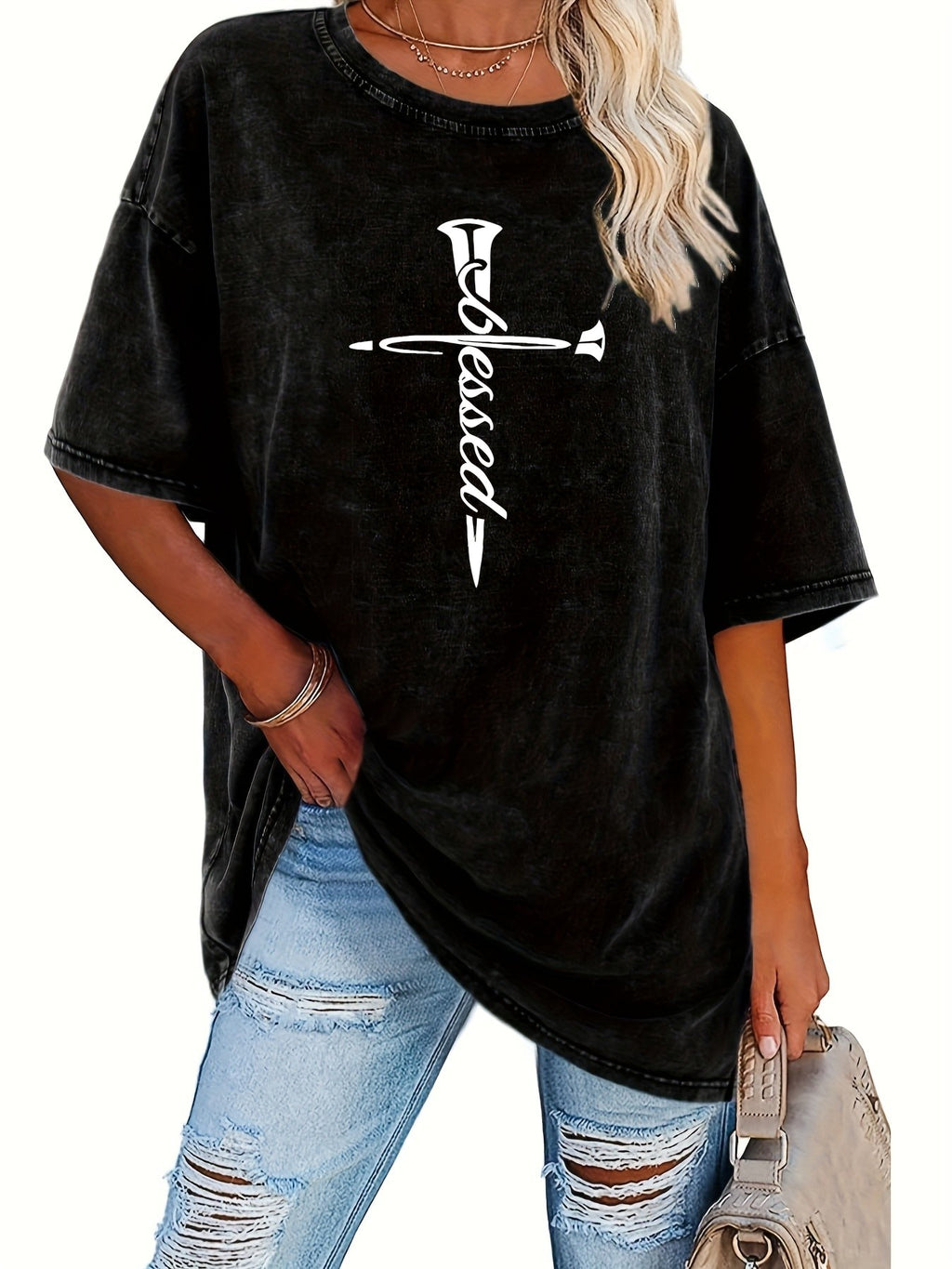 Retro Washed Graphic Print T-Shirt Women 230g Heavyweight Round Neck Short Sleeve Loose Fit Street Style Casual Tee S-XXL