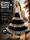 Tulle Tutu Skirt for Women High Low Flowy A-Line Ballet Skirt Elastic Waist Layered Mesh Fluffy Long Skirt Beach Party Wedding Streetwear Black Coffee Brown