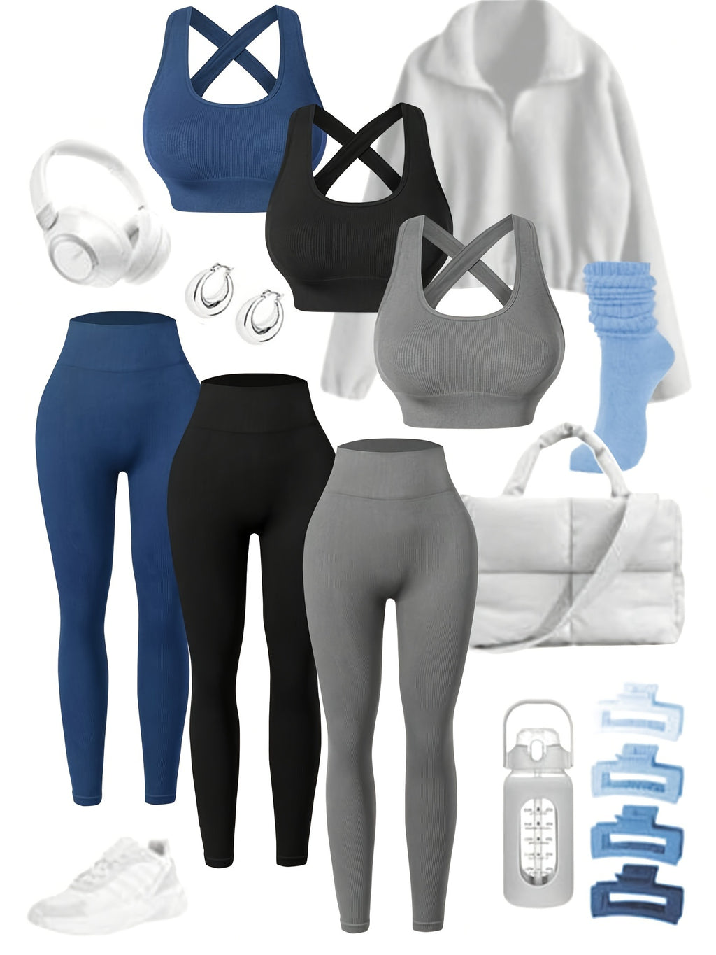 Seamless Activewear Set Women High Stretch Backless Sports Bra and Hip Lifting Leggings with Crossover Strap - Yoga Workout Gym Set All Season