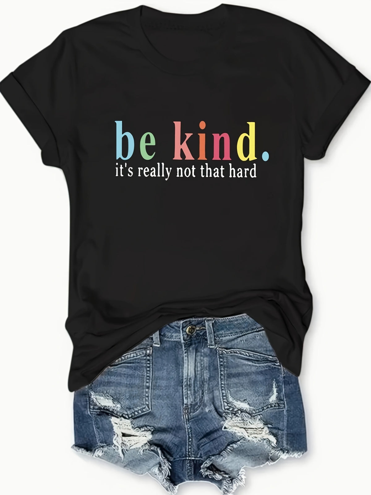 Alphabet Print T-Shirt Women Crew Neck Short Sleeve Casual Graphic Tee Lightweight Breathable Spring Summer All Season S-XXL