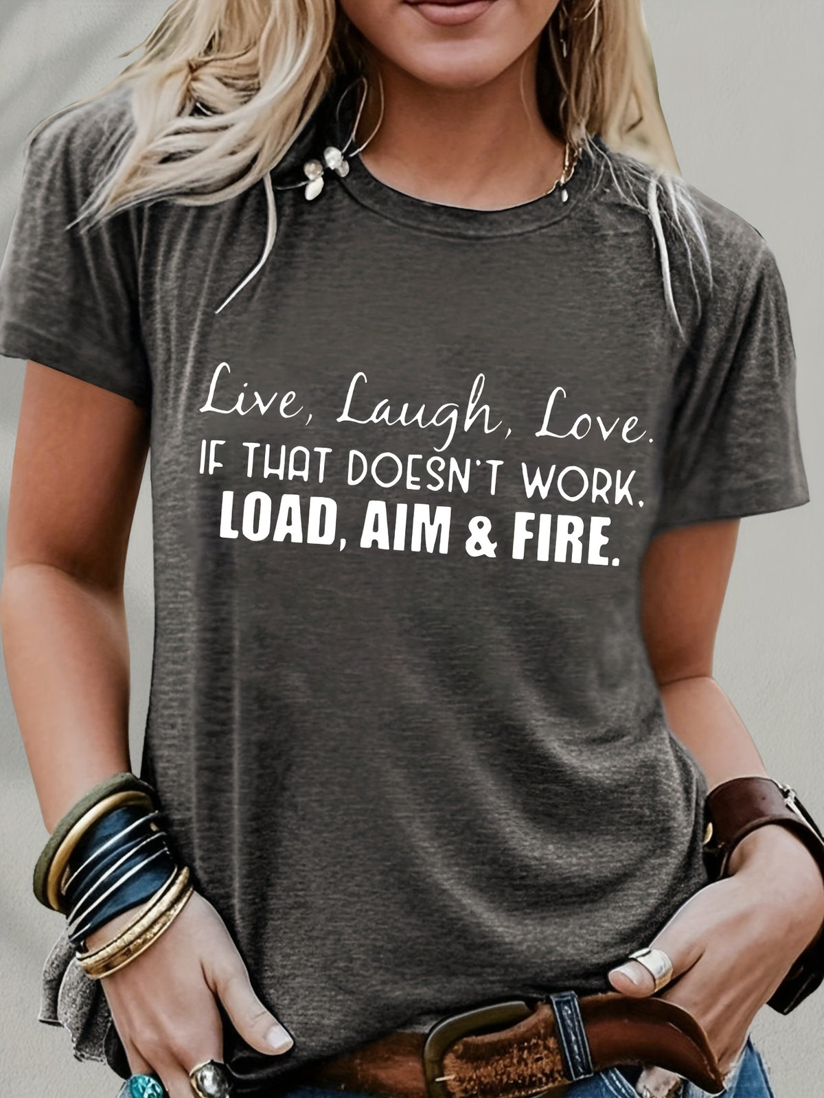 Live Laugh Love or Shoot Slogan Graphic T-Shirt Unisex Crew Neck Short Sleeve Fun Novelty Tee Casual Spring Summer Fall Gift S-XXL