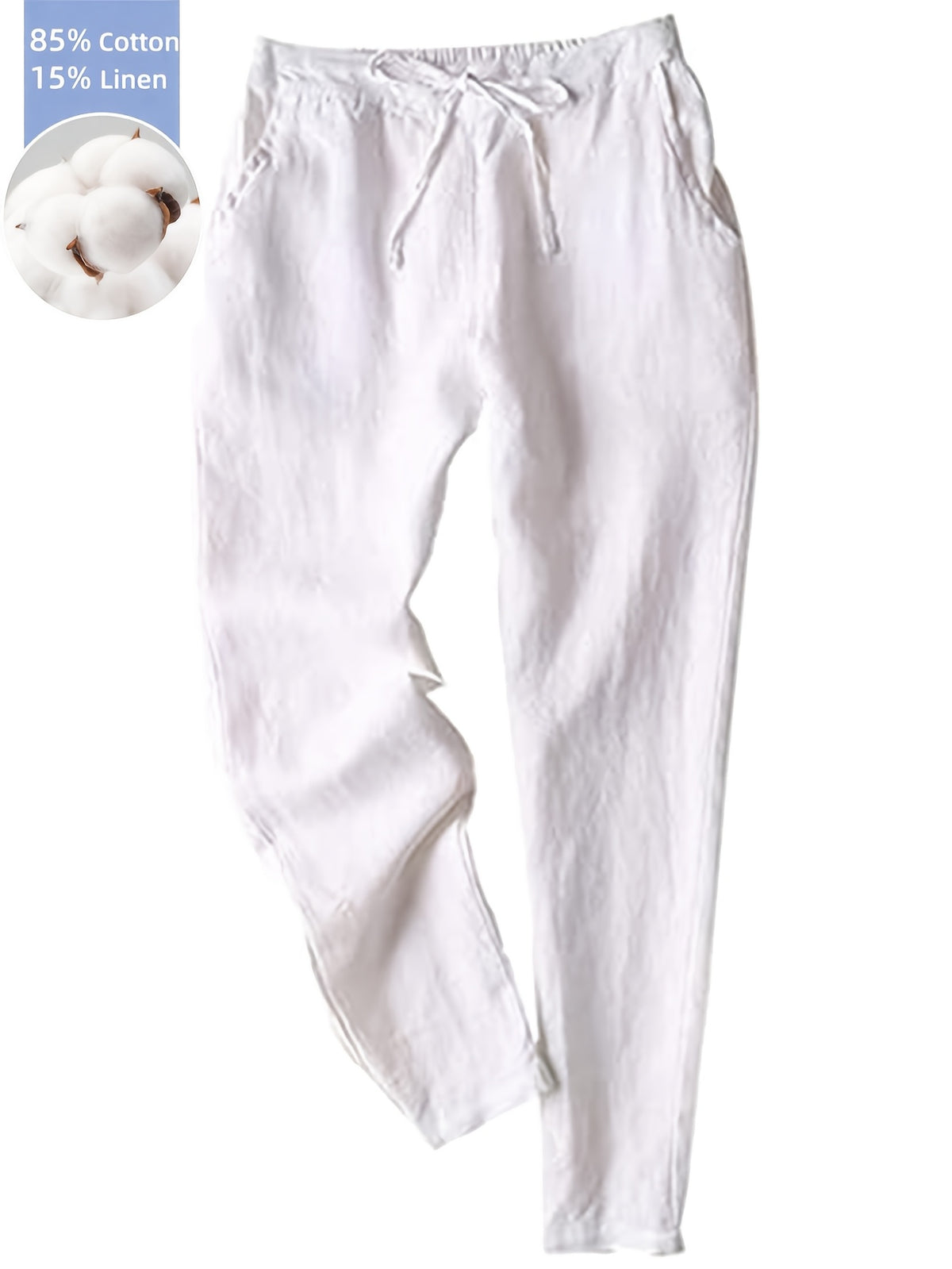 Women's Linen Pants Wide Leg Drawstring High Waist Beach Palazzo Pants | Casual Boho Vacation Trousers Summer